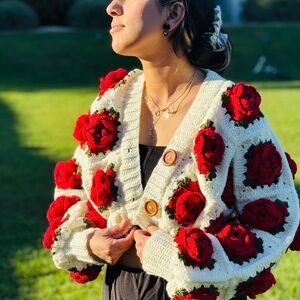 Chic Rose Embellished Cardigan